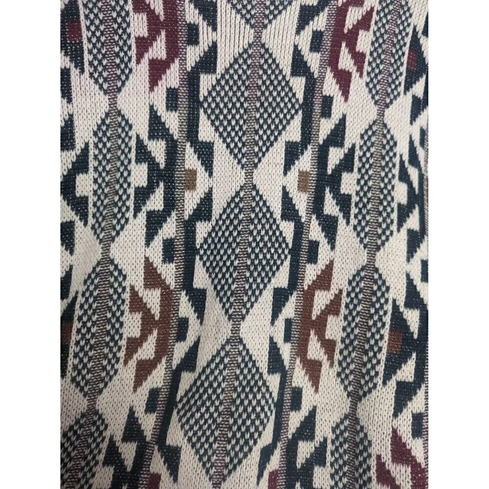 Vintage Jantzen Oversized Sweater Aztec Red Cream Green USA Made Men's Medium